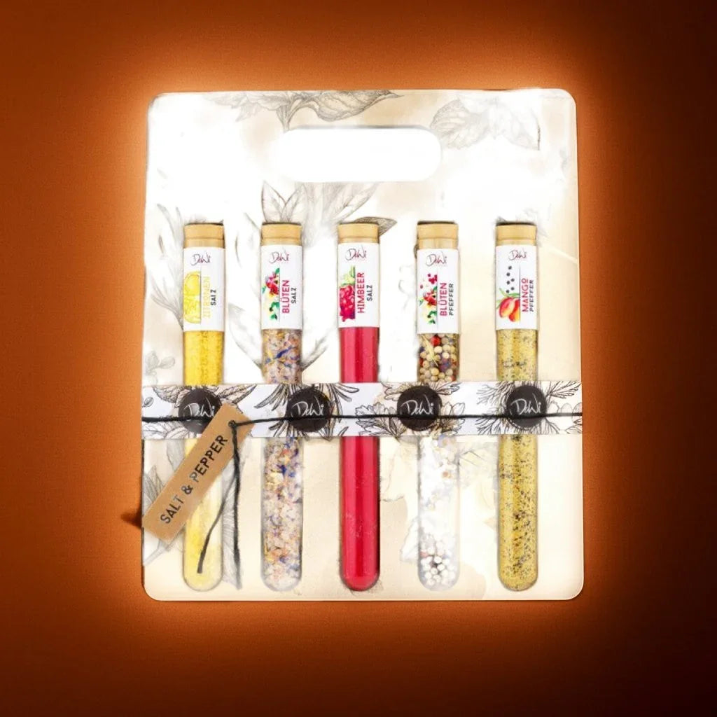 5er Geschenkset XL-Salt ´n Pepper Zitronen Salz, Blüten Salz, Himbeer Salz - feinkostgourmet