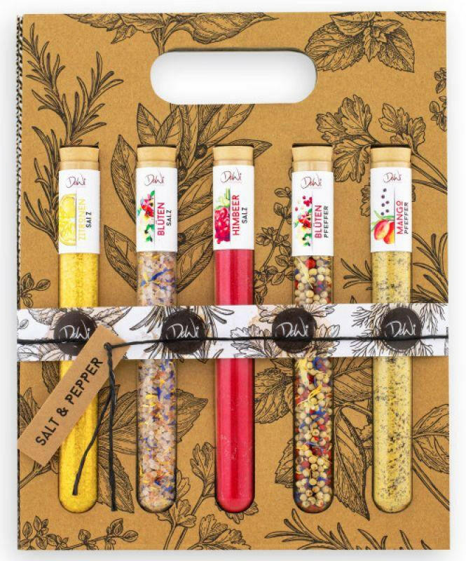 5er Geschenkset XL-Salt ´n Pepper Zitronen Salz, Blüten Salz, Himbeer Salz - feinkostgourmet