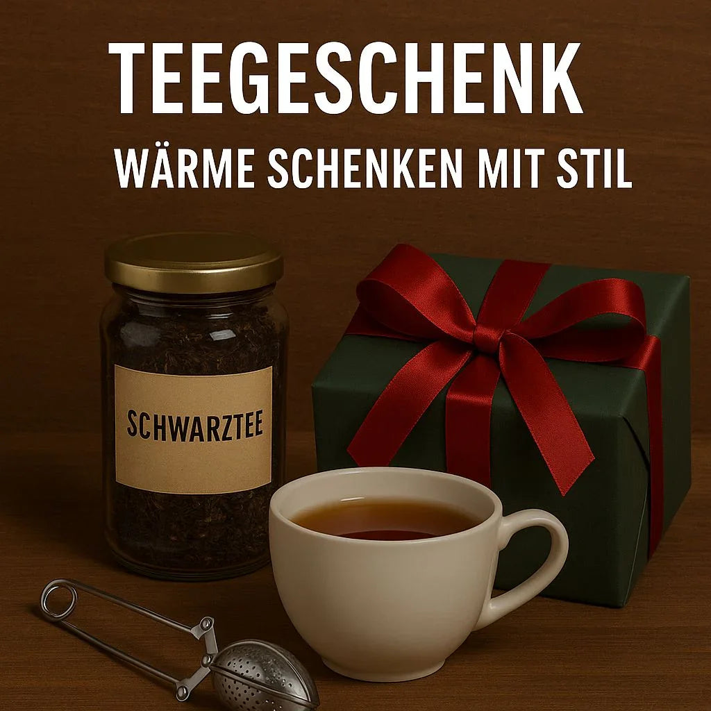 Schwarztee-Geschenkset mit Teetasse, Schraubglas und Geschenkbox, feinkostgourmet Delikatessen