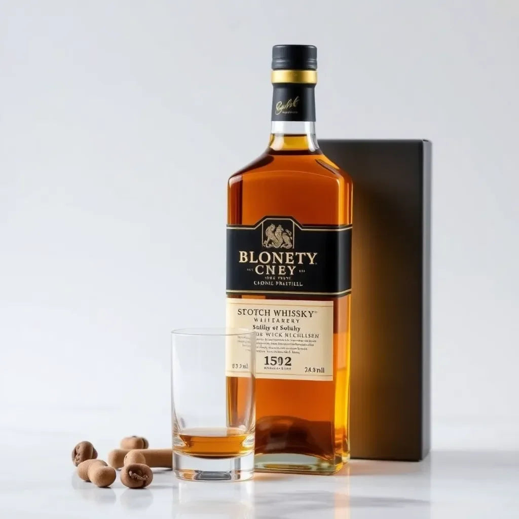 Edle Whiskyflasche mit Glas und Nüssen, Delikatessen-Genuss bei feinkostgourmet