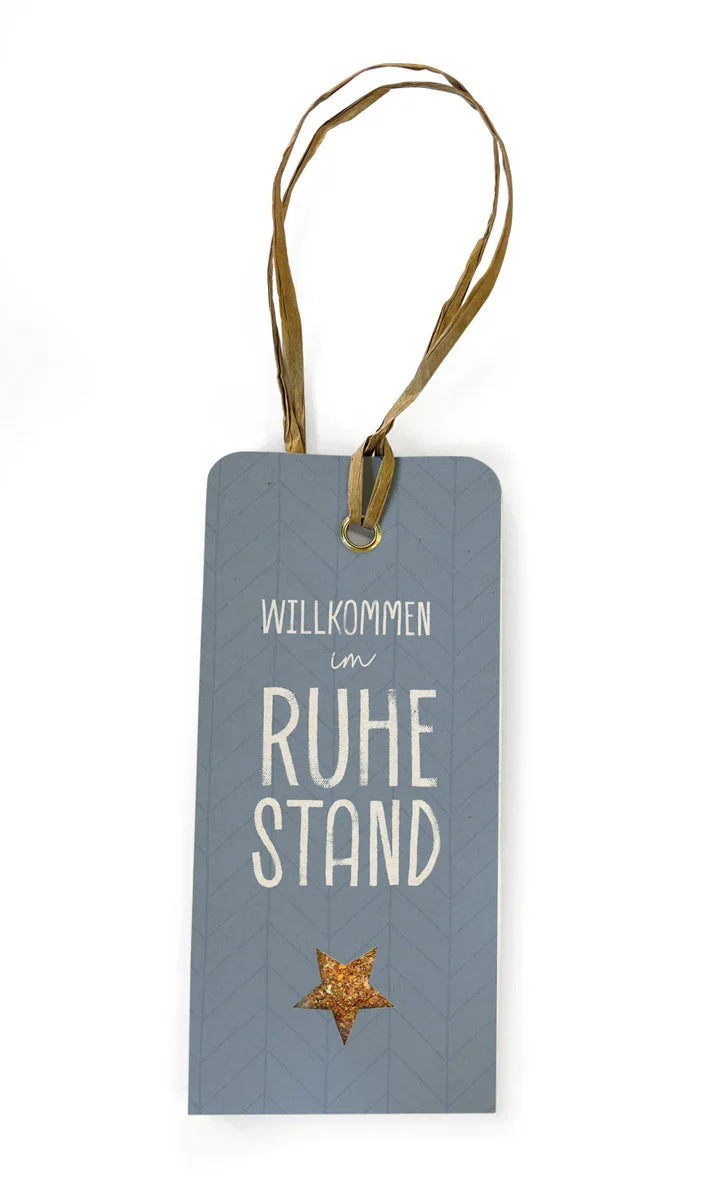 Anhänger, Stern, "Willkommen im Ruhestand" - feinkostgourmet