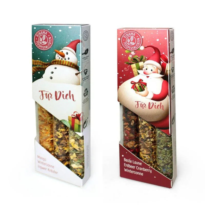 Frohes Fest - mit Teemischungen -Beste Laune, Erdbeer Cranberry, Wintersonne - feinkostgourmet