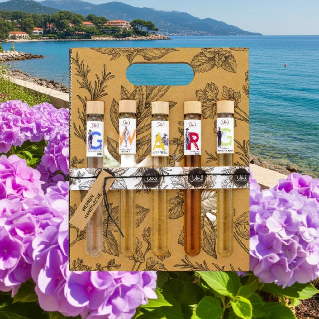 5er Geschenkset XL-Herrenhandtasche Neisenstein´s Dry Gin, Scotch Malt - feinkostgourmet