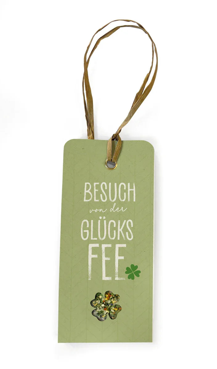 Anhänger , Kleeblatt, "Besuch von der Glücksfee" - feinkostgourmet