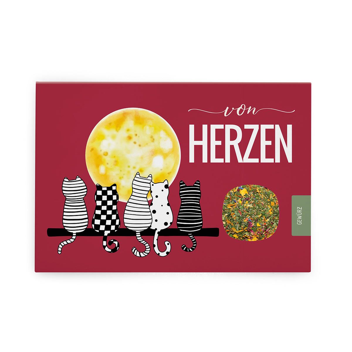 Von Herzen – Grußkarte mit Katze & Mond.